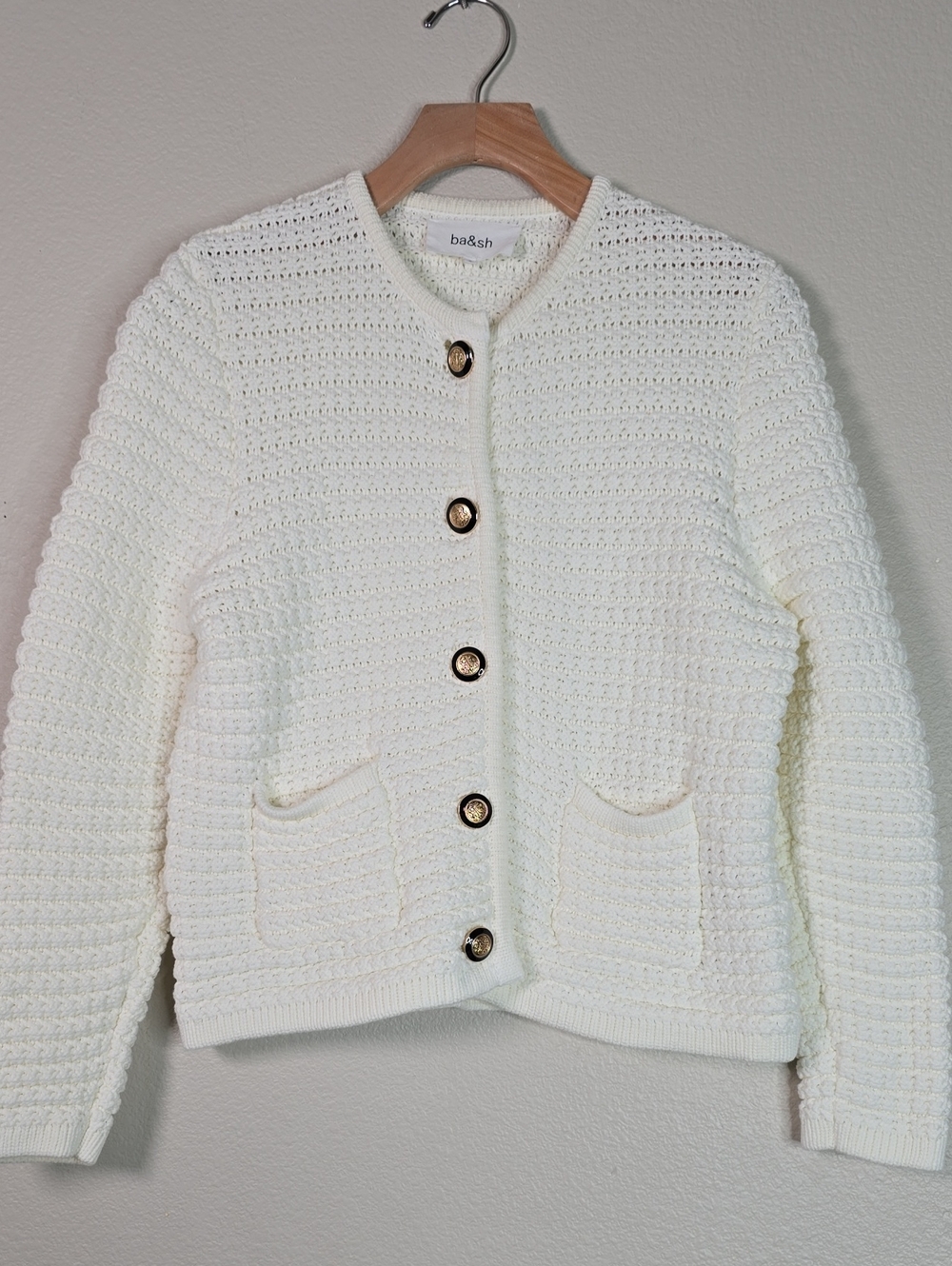 ba&sh Gaspard Textured Knit Button-Front Cardigan Size 2